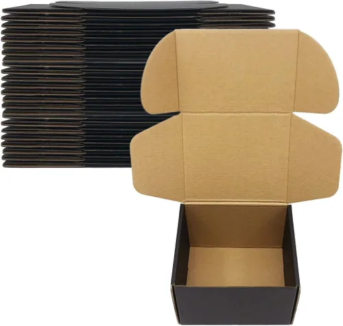 Paquete de 24 Cajas de Envío de 6x5x4 Pulgadas, Cajas de Cartón Corrugado Negro de 3 Capas, Cajas de Correo para Embalaje de Pequeñas Empresas,