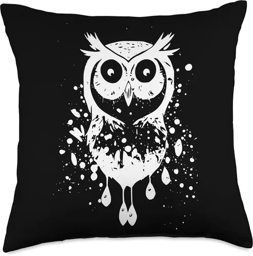 Miniatura 4 de Ink Dripping Owl Throw Pillow