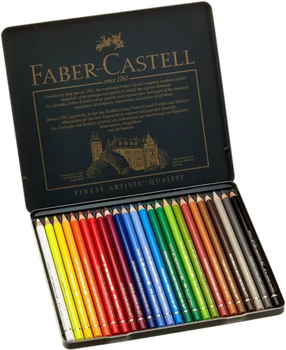 Faber-Castell Polychromos - Lápices de colores para artistas, lata de 24 colores, lápices de artistas de alta calidad