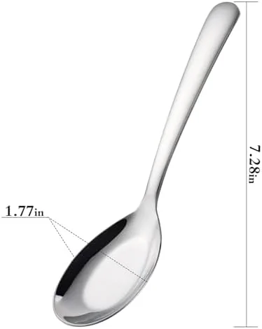 Miniatura 5 de Cucharas de sopa de acero inoxidable Juego de 12 cucharas de cena de mango largo, cuchara de sopa asiática plateada para Ramen Thai Miso