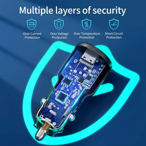 Miniatura 8 de Cargador retráctil de coche de 110 W, adaptador de encendedor de cigarrillos de 3 puertos, cable USB C retráctil de 5.7 pies, cargador de coche USB