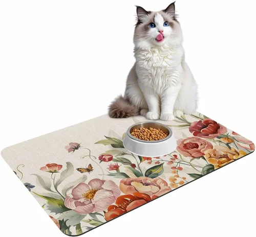 Miniatura 7 de Tapete de baño con flores retro para bañera, antideslizante, de secado rápido y absorbente, tierra de diatomeas, fregadero de cocina, ducha