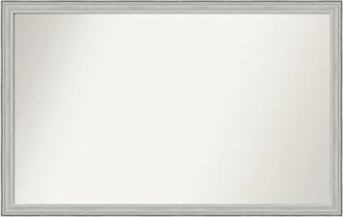 Miniatura 185 de Amanti Art Espejo de baño plateado para sobre fregadero, 25 x 25 pulgadas, espejo de tocador cuadrado estrecho de níquel cepillado, marco de madera