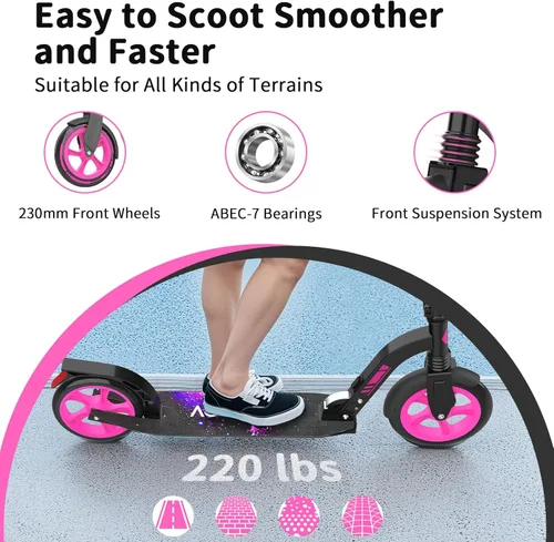 Miniatura 5 de BELEEV V8 Scooters para niños a partir de 6 años con cubierta iluminada, scooter plegable de 2 ruedas para adultos y adolescentes, 4 de altura