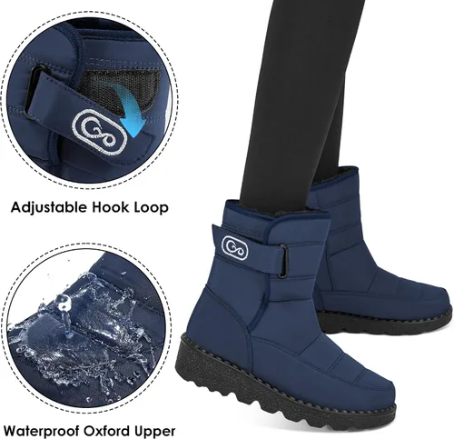 Miniatura 3 de Ablanczoom - Botas de nieve de invierno para mujer, con forro de piel cálida, cómodas, antideslizantes, botines al aire libre, impermeables