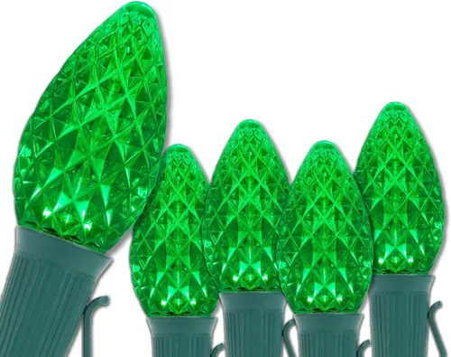 Miniatura 15 de Wintergreen Lighting C7 OptiCore - Luces de Navidad comerciales – Bombillas LED resistentes en cable verde (100 luces, 100 pies, verde/blanco frío)