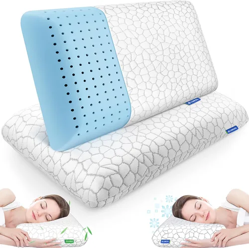 Miniatura 9 de CushZone Almohadas de espuma viscoelástica para dormir, almohada de cama con funda extraíble y lavable a máquina, almohada de cama para dormir