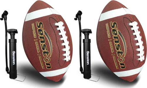 Miniatura 12 de Senston Fútbol Tamaño 9/6 – Premium Composite Cuero Escuela Secundaria/Niños/Jóvenes Fútbol con Bomba Tamaño Pelota de Pie con Bomba