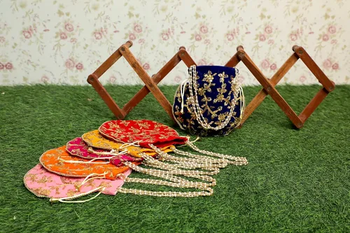 Miniatura 3 de India Gift Hub Indio hecho a mano de terciopelo bordado Potli bolso bolso bolsa con cordón, Multi