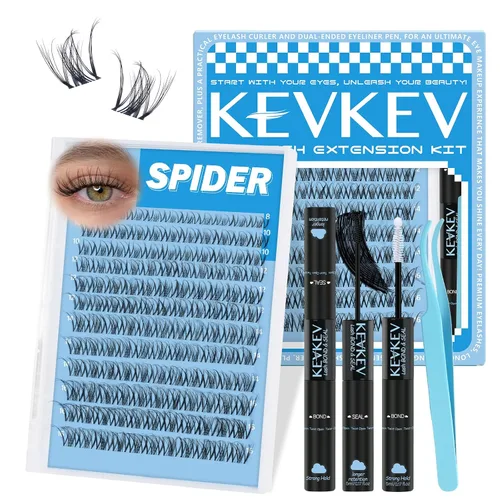 Miniatura 15 de KEVKEV Racimos de pestañas 144 unidades, racimos de pestañas naturales tenues, extensión de pestañas de banda fina y suave, mezcla de longitudes