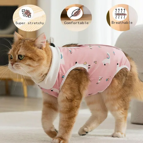 Miniatura 5 de Traje de recuperación para gatos, enterizo para gatos después de la cirugía, esterilización quirúrgica, heridas abdominales, enfermedades