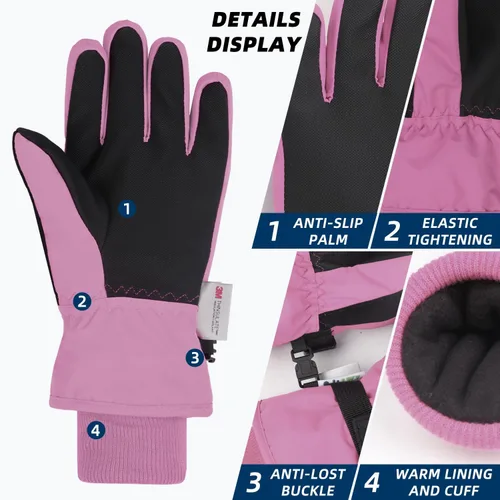 Miniatura 26 de AMYIPO - Guantes de invierno para niños y niñas, ideales para esquí, nieve, snowboard