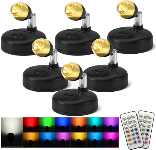 Miniatura 8 de KINDEEP Focos para interiores con control remoto: iluminación ascendente a batería, luces LED inalámbricas, temporizador y regulable, focos pequeños
