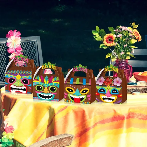 Miniatura 6 de Glenmal 12 cajas de fiesta hawaianas Aloha Tiki Luau con asas de verano para el festival Aloha Hawaiian y Luau suministros de fiesta