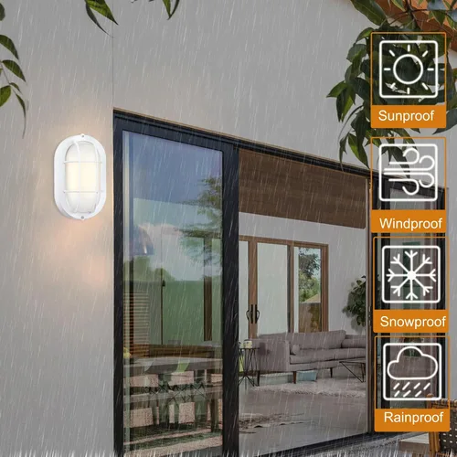 Miniatura 5 de GRUENLICH Luces de pared exteriores ovaladas de 8.5'', Luz de mamparo LED regulable, Iluminación para sauna y exterior, Clasificación ETL, 6W 600