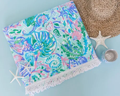 Miniatura 4 de Lilly Pulitzer Toalla grande para piscina/playa de tamaño extra, 40 x 70, toalla grande de felpa para adultos, Soleil It On Me