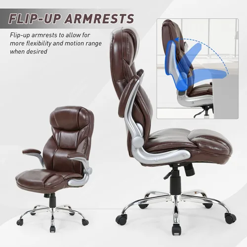 Miniatura 4 de Silla de oficina grande y alta, asiento ancho de 400 libras, silla de oficina ergonómica de piel sintética, silla de oficina ajustable y giratoria