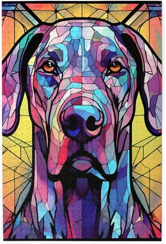 Miniatura 23 de Rompecabezas de Madera de Vidrio Colorido Manchado de Amantes de Perros Pastor Australiano de 1000 Piezas de Pintura Artística para Niños Adultos