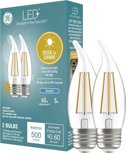 GE LED+ CA11 Bombillas LED para exteriores del atardecer al amanecer, luces de seguridad exteriores con encendido/apagado automático, luz diurna,