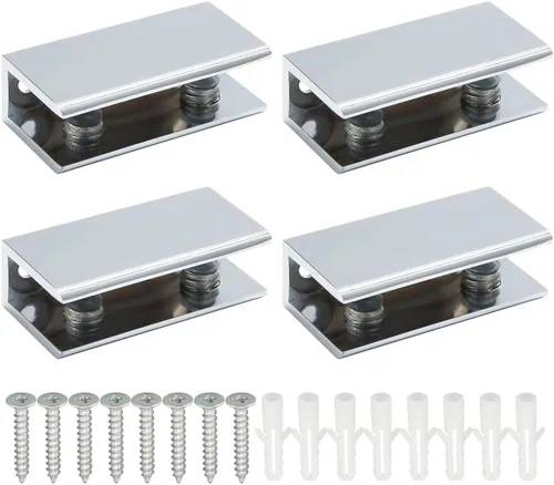 Miniatura 19 de Alise Soporte de ducha ajustable para estante de vidrio, soporte de abrazadera rectangular resistente para estantes de vidrio de 0.394-0.472 in