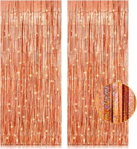 Miniatura 21 de Paquete de 2 cortinas de flecos de lámina de oropel negras de 3.2 pies x 8.2 pies, cortinas de oropel metálicas para telón de fondo de cabina