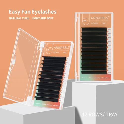 Miniatura 5 de Easy Fan - Extensiones de pestañas automáticas con flores 1S, 0.003 in, rizo D, 0.394 pulgadas, pestañas postizas individuales, naturales, suaves