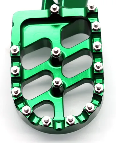 Miniatura 7 de MZS Estriberas para Dirt Bike, Estriberas CNC Motocross KLX 110 Reposapiés MX Pedal de Descanso Verde Compatible con KLX110 2002-2024 / KLX110L