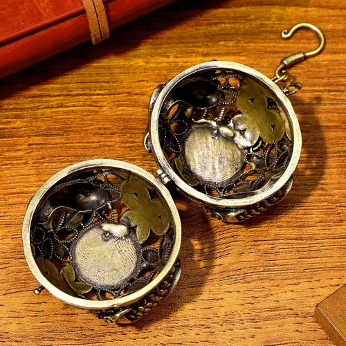 Miniatura 6 de Yardwe Colgante de bola de aromaterapia colgante de latón incensario aroma colgante árabe quemador de incienso de carbón quemador de incienso fuente