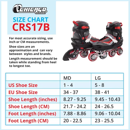 Miniatura 6 de CHICAGO Skates Patines ajustables para niños en línea Rojo