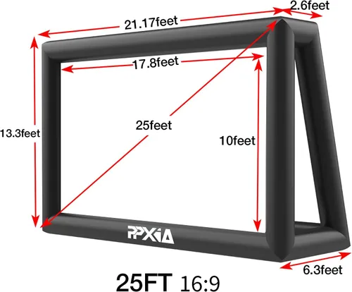 Miniatura 7 de Pantalla de Cine Inflable Pantalla de Proyector para Exteriores para Afuera 25 pies, Grandes Pantallas Inflables Proyección Frontal y Trasera