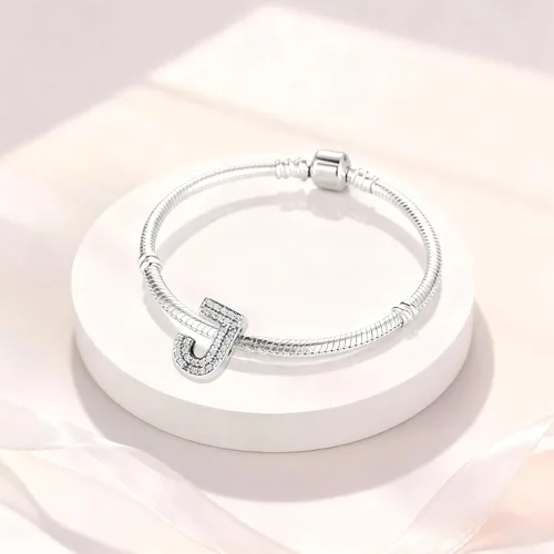 Miniatura 3 de PARCOM Dijes de letras compatibles con pulseras Pandora de plata esterlina S925 con iniciales para pulseras del alfabeto A-Z, cuentas de letras