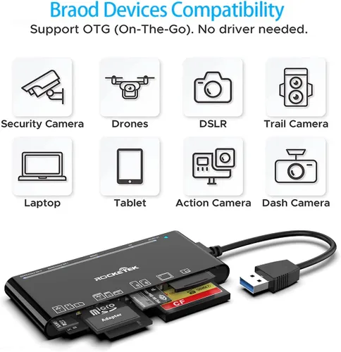 Miniatura 6 de Lector multitarjeta USB3.0, SD/TF/CF/Micro SD/XD/MS 7 en 1 rápido lector de tarjetas de memoria de 5 Gbps, escritor/concentrador para SD SDXC SDHC