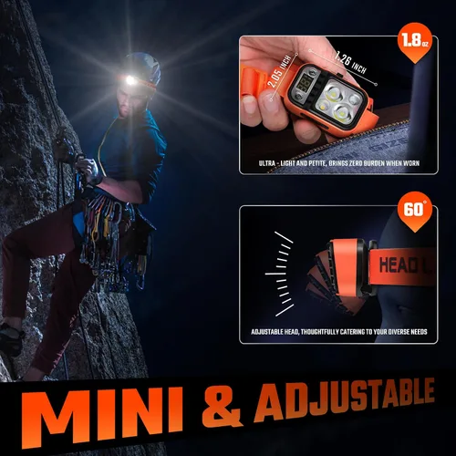 Miniatura 5 de DARKBEAM Faro LED de alto lúmenes, recargable por USB, doble luz para casco duro con sensor de movimiento, luz roja de advertencia hacia