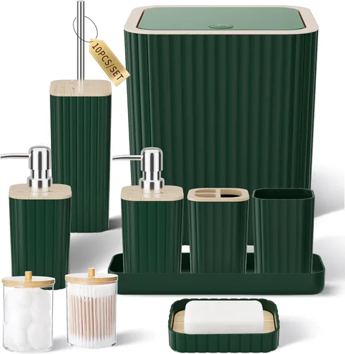 Miniatura 65 de XLHOMO Bathroom Set- 25PC Beige Bathroom Set, Bathroom Set with Shower Curtain and Rugs, Beige Shower Curtain Set, Toilet Brush, Bathroom Trash Can