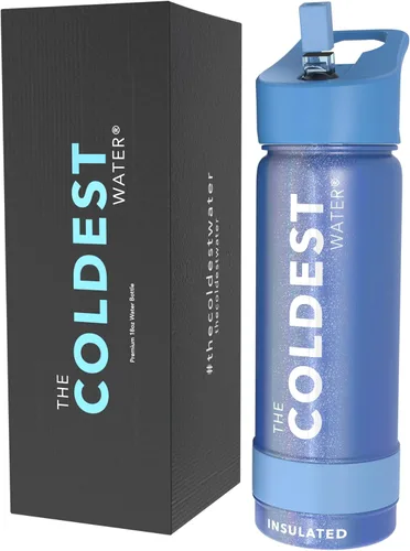 Miniatura 126 de Coldest - Botella para agua con tapa que incluye pajilla, térmica y metálica (acero inoxidable), para hombres y mujeres, color morado
