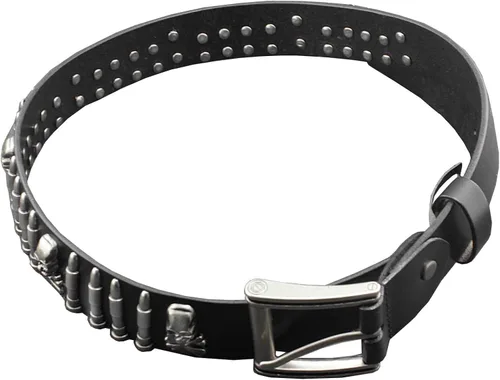 Miniatura 6 de Cool Mens Bullet Skull Stud Punk Rock Biker cinturón de cuero real cintura726146236614