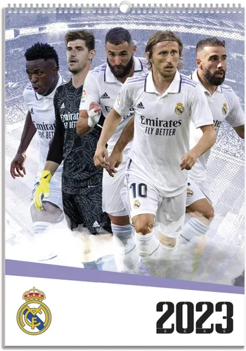 Grupo Erik Real Madrid - Calendario de pared A3 2023 | FSC | 11.7 x 16.5 pulgadas - 11.7 x 16.5 in | Agenda de 12 meses | Calendario A3 2023 |