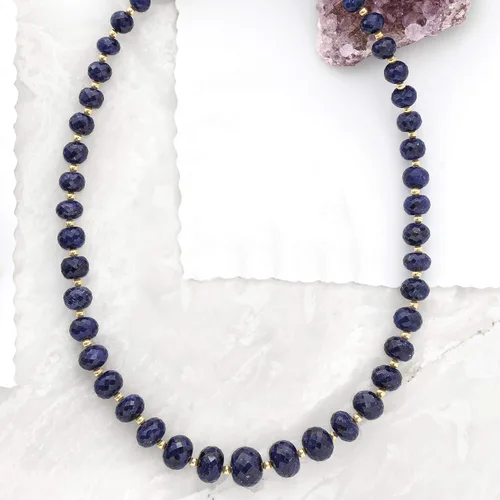 Miniatura 3 de Ross-Simons Sapphire Bead Necklace With 14kt Yellow Gold