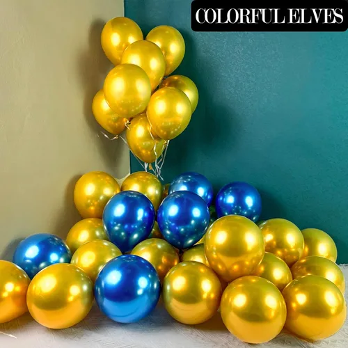 Miniatura 5 de 100 globos dorados metálicos de 5 pulgadas, pequeños globos cromados de helio dorado brillante para decoraciones de fiestas