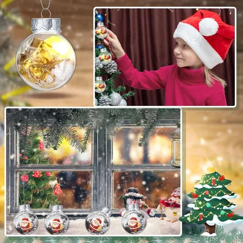 Miniatura 4 de Soaoo Juego de 100 bolas de adorno de Navidad de 1.96 pulgadas, bolas rellenables de plástico transparente, para árbol de Navidad, decoración