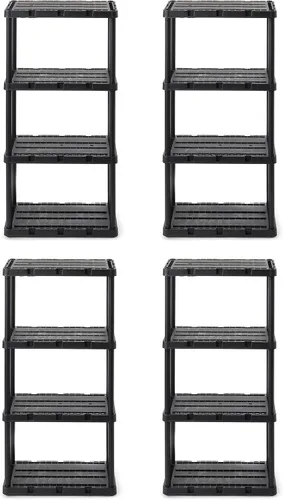 Miniatura 12 de Gracious Living Knect-A-Shelf - Paquete de 3 estantes de almacenamiento ligeros, organizador ventilado de 3 estantes para el hogar, garaje, sótano
