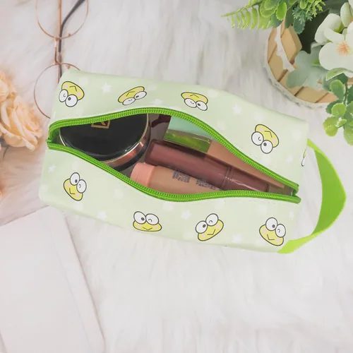 Miniatura 5 de Bolsa de maquillaje Kawaii, bolsa de cosméticos de viaje de piel sintética de dibujos animados, pequeña bolsa de maquillaje para niñas, bonita bolsa