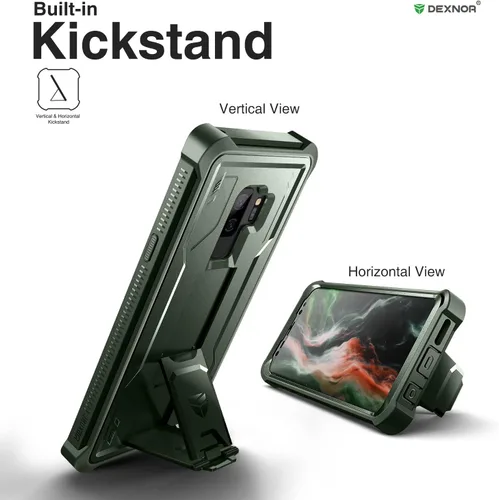 Miniatura 4 de Dexnor Funda para Samsung Galaxy S9+ Plus, [protector de pantalla y soporte integrados] Protección de grado militar resistente a prueba de golpes
