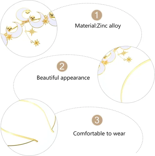 Miniatura 8 de NOLITOY Moon Stars Crown- Crystal Goddess Angel Crown Headband Rhinestone Wedding Tiara Glitter Floral Bridal Hair Band Headpiece Accessories for