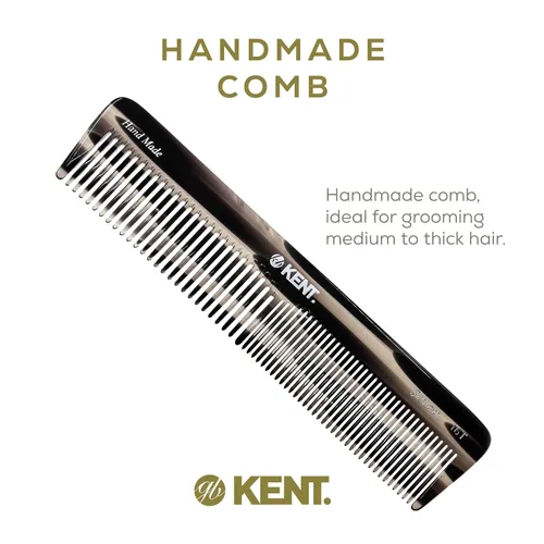 Miniatura 3 de Kent 16TG Peine de tocador para el cabello, doble diente, grafito fino/ancho para cabello, barba y bigote, peine de peluquería grueso/fino