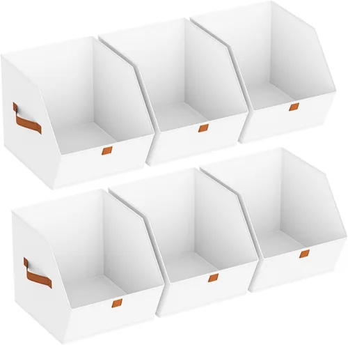 Miniatura 19 de Homsorout Cubos grandes de almacenamiento para armario, con doble asa para ropa, toallas, juguetes, organizadores de estantes para dormitorio