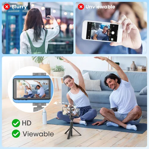 Miniatura 6 de Vlog - Pantalla de monitor para selfie para iPhone, grabación 4K a 60 fps, espejo de pantalla inalámbrico con control remoto, fijación magnética