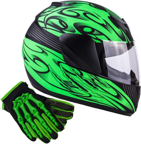 Miniatura 8 de Typhoon - Casco de cara completa para niños y jóvenes con escudo y guantes, combo para motocicleta y moto de cross Naranja mate con guantes naranjas