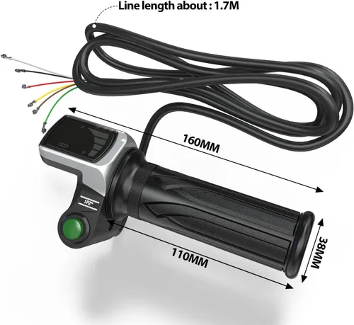 Miniatura 2 de 1PZ Acelerador giratorio de bicicleta eléctrica de 36 V con pantalla de voltaje LCD, agarre de acelerador de scooter impermeable compatible