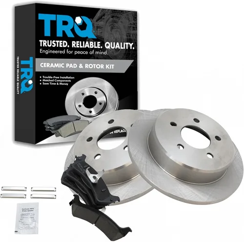 Miniatura 78 de TRQ Kit de rotor de freno trasero y pastillas de cerámica Posi premium compatible con camioneta Chevy GMC